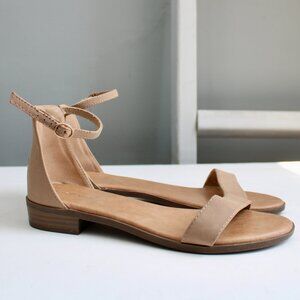 TOP Moda Women's Tan Ankle Strap Back Low Block Heel Dress Sandal Size 8.5
